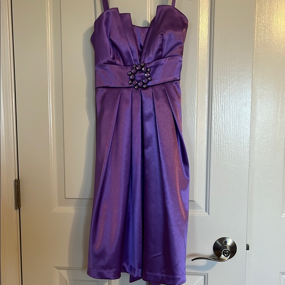 Purple Satin Cocktail Dress